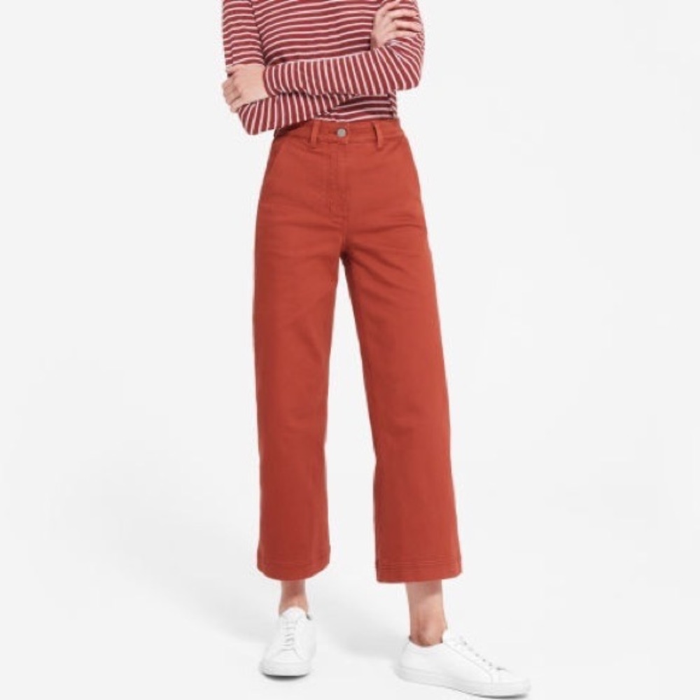 Everlane Wide Leg Crop Pant size 00 Red